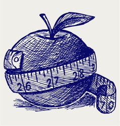Apple and measure tape vector image