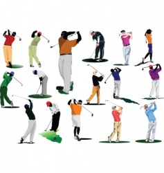 Sixteen golfers Sixteen golfers vector image