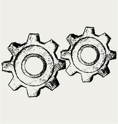 Handwritten gears vector image