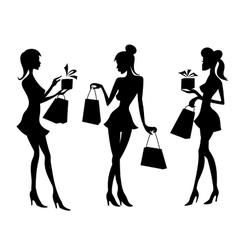 Girls and women with shopping bags vector image