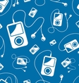 Seamless mp3 player with earbuds background vector image