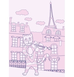 Cat the Violinist in Pink Paris vector image