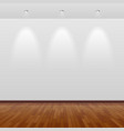 Room with white wall and wooden floor vector image