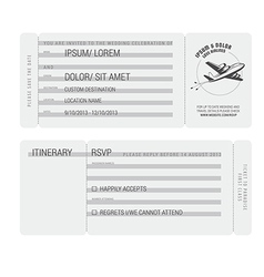 Vintage boarding pass stylized wedding invitation vector image