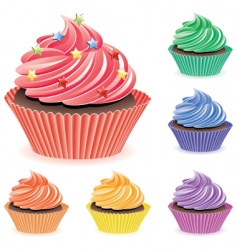 Colorful cupcakes vector image
