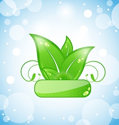 Green nature leaves on blue background vector image