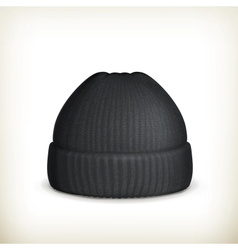 Knitted black cap vector image