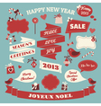 Vintage christmas design elements vector image