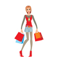 Young woman makes shopping vector image