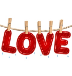 Jeans love drying on a clothesline vector image