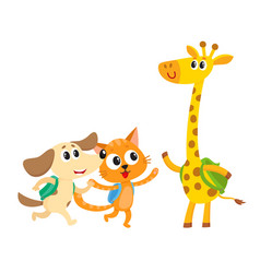 Cute animal student characters cat dog and Cute animal student characters cat dog and vector image