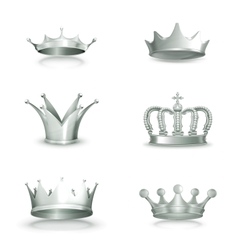 Silver crowns set vector image