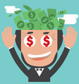 Banknotes in businessman bald head vector image
