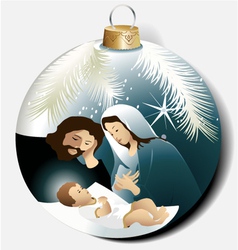 Christmas ball with Holy Family vector image
