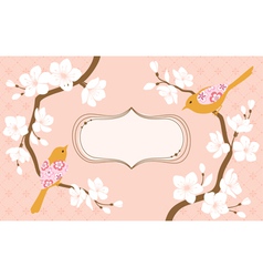 Cherry blossoms greeting card vector image
