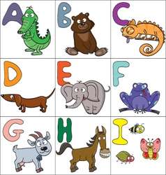 Alphabet with cartoon animals 1 vector image