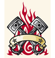 Crossed engine pistons with flame vector image