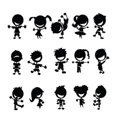 Black kids silhouettes vector image