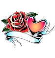 Rose and heart decorative banner vector image