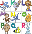 Alphabet with cartoon animals 2 vector image