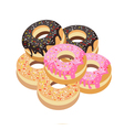 Six Glazed Donuts Assortment on White Background Six Glazed Donuts Assortment on White Background vector image