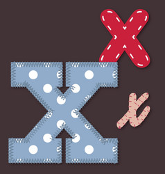 Set of stitched font - Letter X vector image