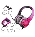 Watercolor headphones and mp3 player vector image