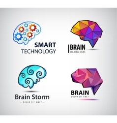 Set of brain technology brainstorm logo vector image