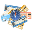 Compass and tickets vector image