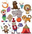 Circus doodle icon set vector image