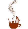 Cup of coffee with musical elements vector image