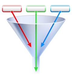 An image of a three stage funnel chart vector image
