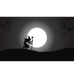 Silhouette of witch and full moon Silhouette of witch and full moon vector image