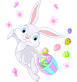 Bunny hiding eggs vector image