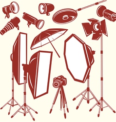 Set of photo studio equipment vector image
