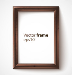 Wooden rectangular 3d photo frame with shadow vector image