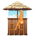 Sexy girl in beach bar vector image