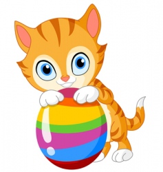 Kitten with egg Easter vector image