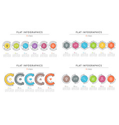 Set of flat style 6 steps timeline infographic vector image