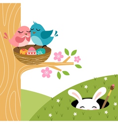 Easter couple of birds vector image