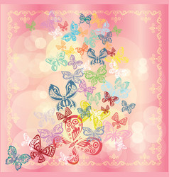 Butterfly set isolated on pink background vector image