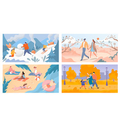 Nature landscape cards winter summer spring Vector Image