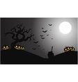 Silhouette of pumpkins and bat halloween Silhouette of pumpkins and bat halloween vector image