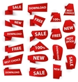 Set of red origami paper banners and stickers Set of red origami paper banners and stickers vector image
