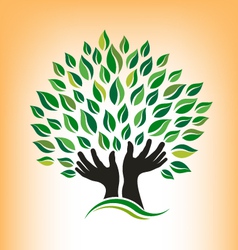 Supporting Hand Tree Logo vector image