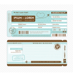 Boarding Pass Wedding Invitation Template vector image