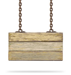 Old color wooden board with rusty chain vector image