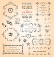 Flourishes Frames and Hearts Set vector image