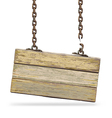 Old color wooden board with rusty chain vector image