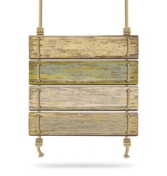 Old color wooden board with rope vector image